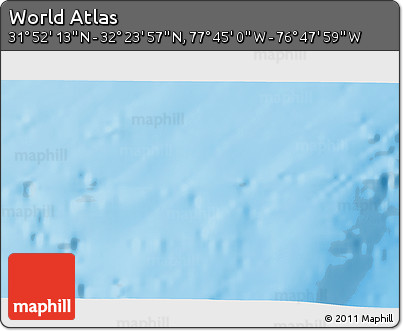 Physical 3D Map of the Area around 32° 8' 5" N, 77° 16' 30" W