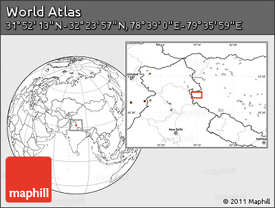Blank Location Map of the Area around 32° 8' 5" N, 79° 7' 30" E