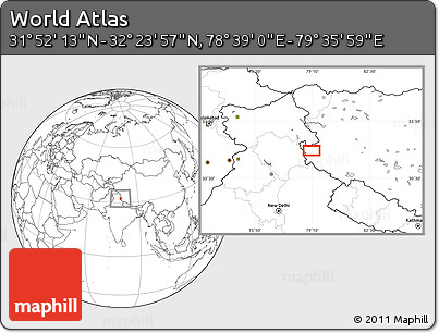 Blank Location Map of the Area around 32° 8' 5" N, 79° 7' 30" E
