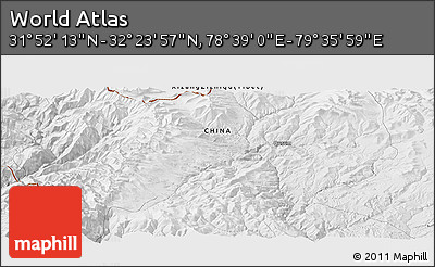Physical Panoramic Map of the Area around 32° 8' 5" N, 79° 7' 30" E