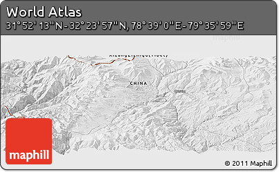 Physical Panoramic Map of the Area around 32° 8' 5" N, 79° 7' 30" E