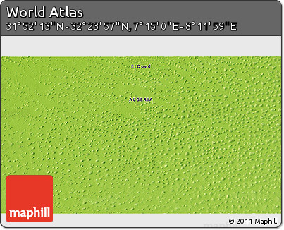 Physical 3D Map of the Area around 32° 8' 5" N, 7° 43' 29" E