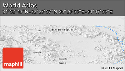 Physical Panoramic Map of the Area around 32° 8' 5" N, 80° 49' 29" E