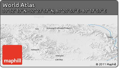 Physical Panoramic Map of the Area around 32° 8' 5" N, 80° 49' 29" E