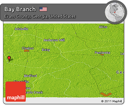 Physical Panoramic Map of Bay Branch