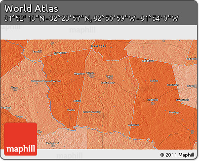 Political 3D Map of the Area around 32° 8' 5" N, 82° 22' 30" W