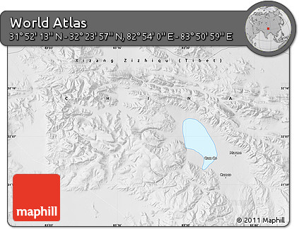 Physical Map of the Area around 32° 8' 5" N, 83° 22' 30" E