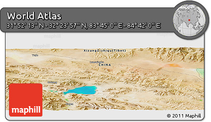 Satellite Panoramic Map of the Area around 32° 8' 5" N, 84° 13' 29" E