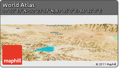 Satellite Panoramic Map of the Area around 32° 8' 5" N, 84° 13' 29" E