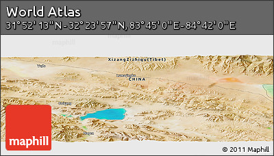 Satellite Panoramic Map of the Area around 32° 8' 5" N, 84° 13' 29" E