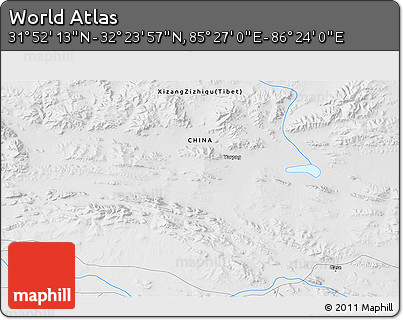 Physical 3D Map of the Area around 32° 8' 5" N, 85° 55' 30" E