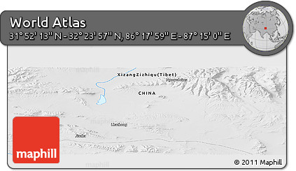 Physical Panoramic Map of the Area around 32° 8' 5" N, 86° 46' 30" E