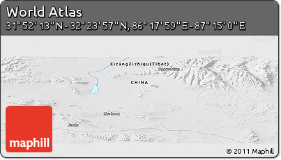 Physical Panoramic Map of the Area around 32° 8' 5" N, 86° 46' 30" E