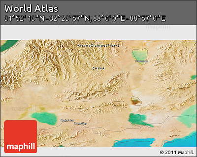 Satellite 3D Map of the Area around 32° 8' 5" N, 88° 28' 29" E