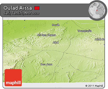 Physical Panoramic Map of Oulad Aïssa