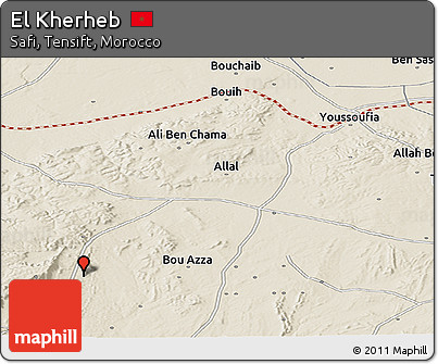 Shaded Relief Panoramic Map of El Kherheb