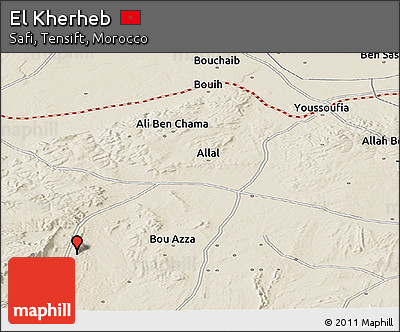 Shaded Relief Panoramic Map of El Kherheb