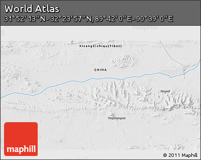 Physical 3D Map of the Area around 32° 8' 5" N, 90° 10' 30" E