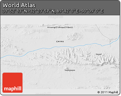Physical 3D Map of the Area around 32° 8' 5" N, 90° 10' 30" E