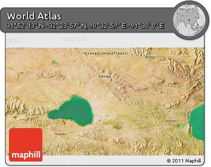 Satellite 3D Map of the Area around 32° 8' 5" N, 91° 1' 30" E