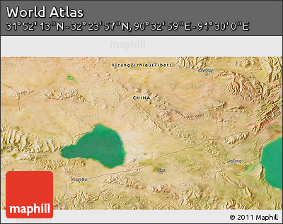 Satellite 3D Map of the Area around 32° 8' 5" N, 91° 1' 30" E