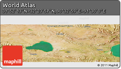 Satellite Panoramic Map of the Area around 32° 8' 5" N, 91° 1' 30" E