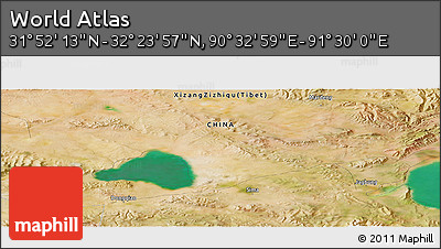 Satellite Panoramic Map of the Area around 32° 8' 5" N, 91° 1' 30" E