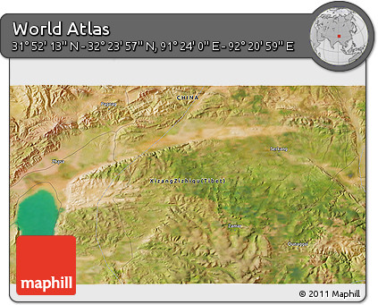Satellite 3D Map of the Area around 32° 8' 5" N, 91° 52' 30" E