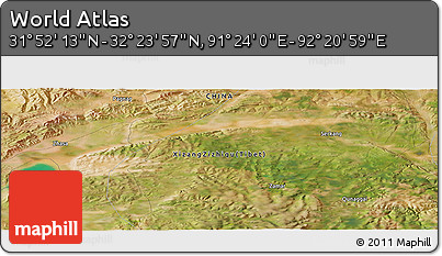 Satellite Panoramic Map of the Area around 32° 8' 5" N, 91° 52' 30" E
