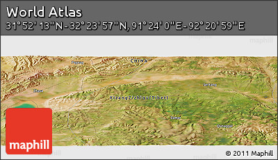 Satellite Panoramic Map of the Area around 32° 8' 5" N, 91° 52' 30" E
