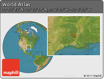 Satellite Location Map of the Area around 32° 8' 5" N, 92° 34' 29" W