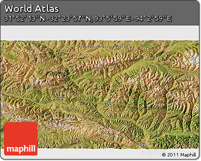Satellite 3D Map of the Area around 32° 8' 5" N, 93° 34' 29" E