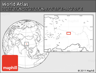 Blank Location Map of the Area around 32° 8' 5" N, 93° 34' 29" E