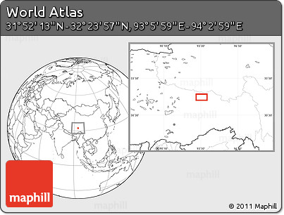 Blank Location Map of the Area around 32° 8' 5" N, 93° 34' 29" E