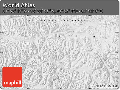 Physical Map of the Area around 32° 8' 5" N, 94° 25' 30" E