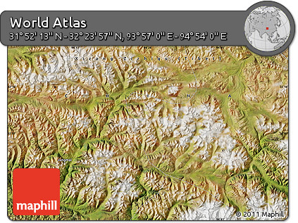 Satellite Map of the Area around 32° 8' 5" N, 94° 25' 30" E