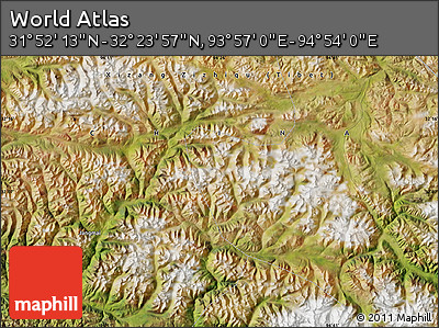 Satellite Map of the Area around 32° 8' 5" N, 94° 25' 30" E