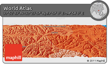 Political Panoramic Map of the Area around 32° 8' 5" N, 94° 25' 30" E
