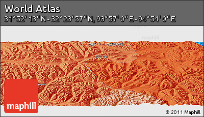 Political Panoramic Map of the Area around 32° 8' 5" N, 94° 25' 30" E