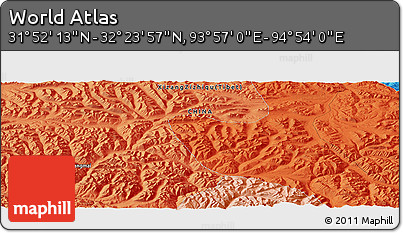 Political Panoramic Map of the Area around 32° 8' 5" N, 94° 25' 30" E