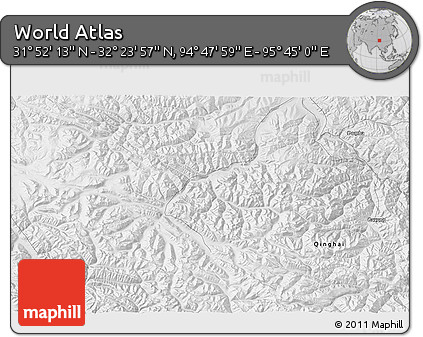 Physical 3D Map of the Area around 32° 8' 5" N, 95° 16' 30" E
