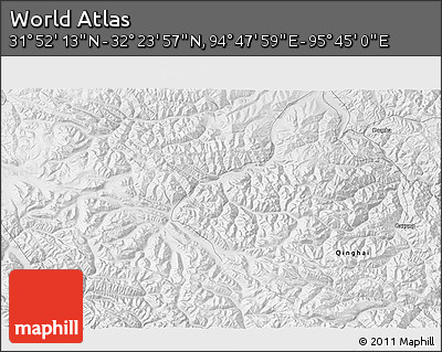 Physical 3D Map of the Area around 32° 8' 5" N, 95° 16' 30" E