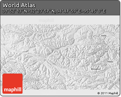 Physical 3D Map of the Area around 32° 8' 5" N, 95° 16' 30" E