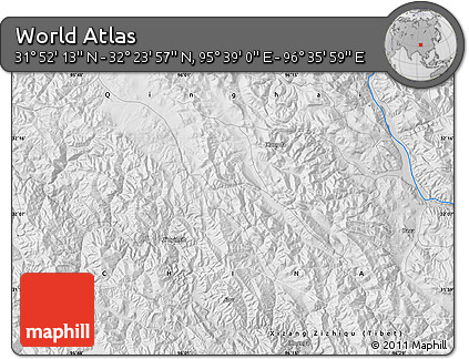 Physical Map of the Area around 32° 8' 5" N, 96° 7' 30" E