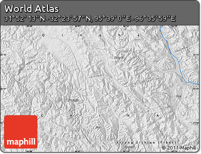 Physical Map of the Area around 32° 8' 5" N, 96° 7' 30" E