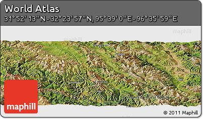 Satellite Panoramic Map of the Area around 32° 8' 5" N, 96° 7' 30" E