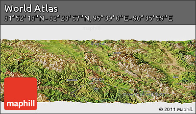 Satellite Panoramic Map of the Area around 32° 8' 5" N, 96° 7' 30" E