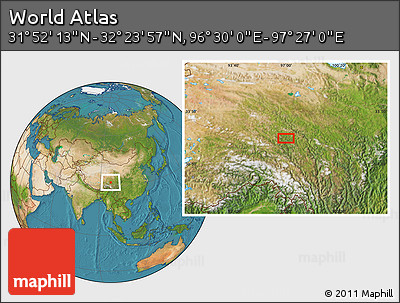 Satellite Location Map of the Area around 32° 8' 5" N, 96° 58' 29" E