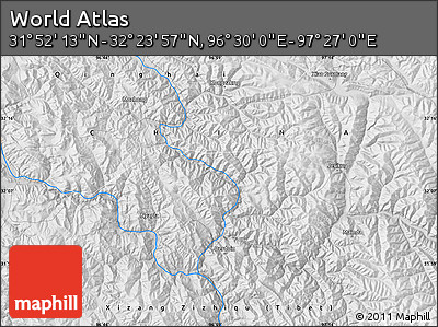 Physical Map of the Area around 32° 8' 5" N, 96° 58' 29" E