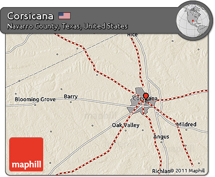 Shaded Relief 3D Map of Corsicana